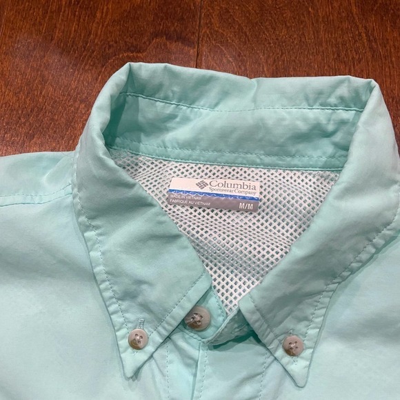 Columbia PFG Teal Green Fishing Outdoor Button Down Shirt Men's Size M - Picture 7 of 8